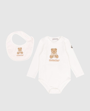 Moncler ENFANT Дитячий білий комплект з боді та слинявчика L19518P000038392E