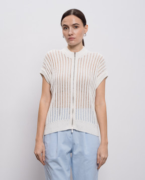 Peserico Білий ажурний кардиган з паєтками A99082F0509110