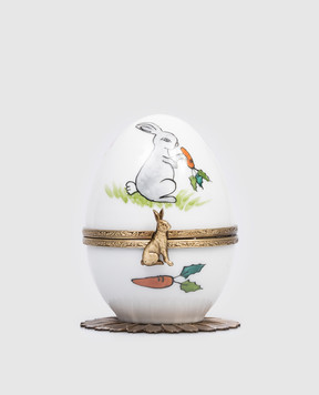 Fanex France Белое музыкальное фарфоровое яйцо Кролик OPLABLANC