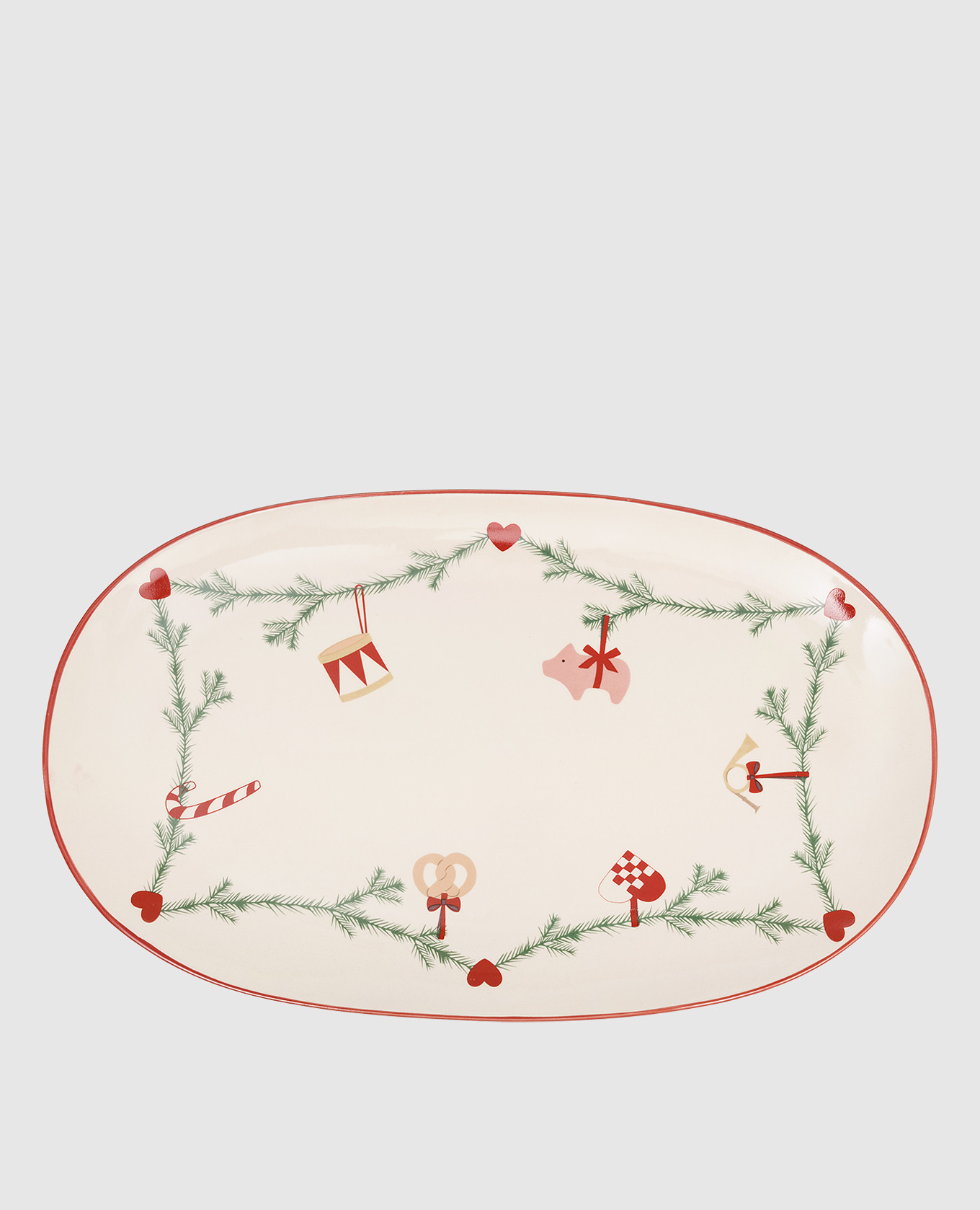 

Бежевое рождественское блюдо с принтом, Бежевый, Посуда