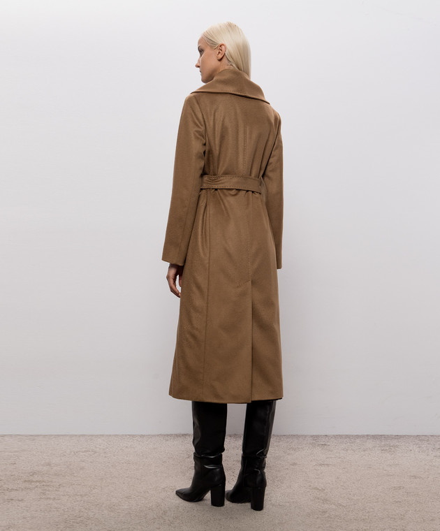 Max Mara Коричневое пальто ARDEA на запах из кашемира MSTARDEA изображение 4