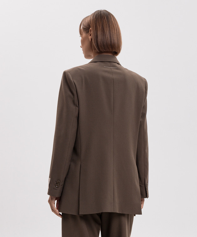 Maison Margiela MM6 Коричневый двубортный жакет с шерстью S52BN0160M36020 изображение 4