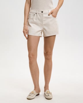 Valentino Бежеві джинсові шорти з патчем логотипа 8B3DD22W9Y5