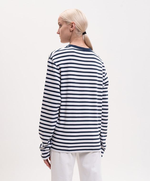 Ami Paris Белый лонгслив в полоску с вышивкой эмблемы UTS375JE0210 изображение 4