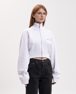 Off-White Белая укороченная спортивная куртка с принтом логотипа 2FE00508T