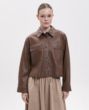 Max Mara Weekend Коричневая кожаная куртка PIOVRA WKDPIOVRA