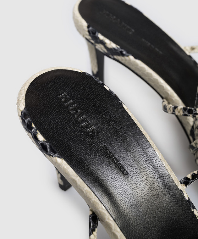 Khaite Сірі шкіряні босоніжки Loop з тисненням під шкіру рептилії F3075803 зображення 5