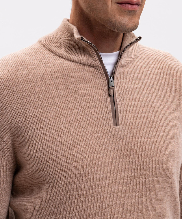 Canali Бежевый свитер из шерсти и кашемира MK02547C1216 изображение 5