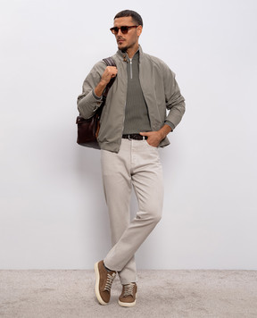 Brunello Cucinelli Бежева меланжева футболка з льоном MW8357427