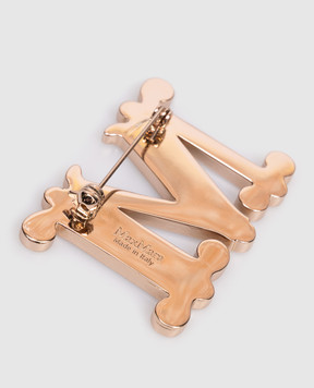 Max Mara Біла брошка у формі монограми MXAEGREGE