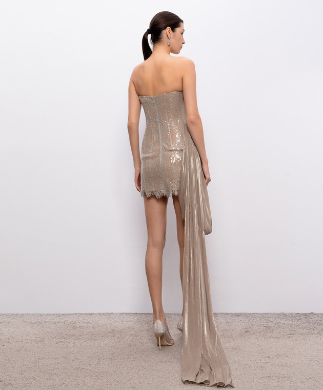 Nissa Бежевое корсетное платье из кружева RRS16543 изображение 3