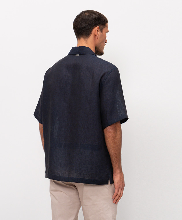 Herno Синяя рубашка из льна CM000031U17158 изображение 4