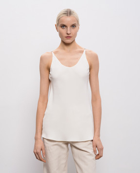 Brunello Cucinelli Топ цвета айвори из шелка с цепочкой мониль MF906EV802