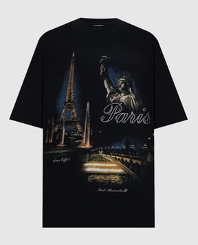 Vetements Чорна футболка Paris ME76TR244Bm