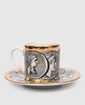 Fornasetti Порцелянова чашка для кави з блюдцем Cammei P19Z292