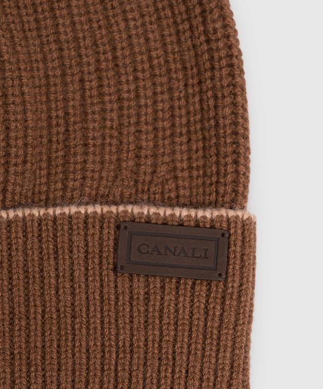 Canali Коричневая шапка из шерсти и кашемира MK02552B0043 изображение 4