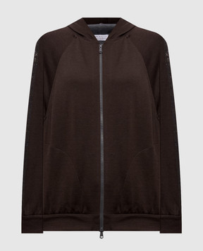 Brunello Cucinelli Коричневая спортивная куртка с цепочкой мониль MP828SM606