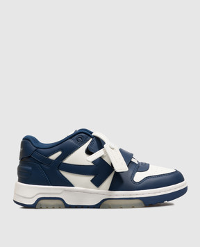 Off-White Детские синие кожаные кроссовки Out Of Office OF06413430