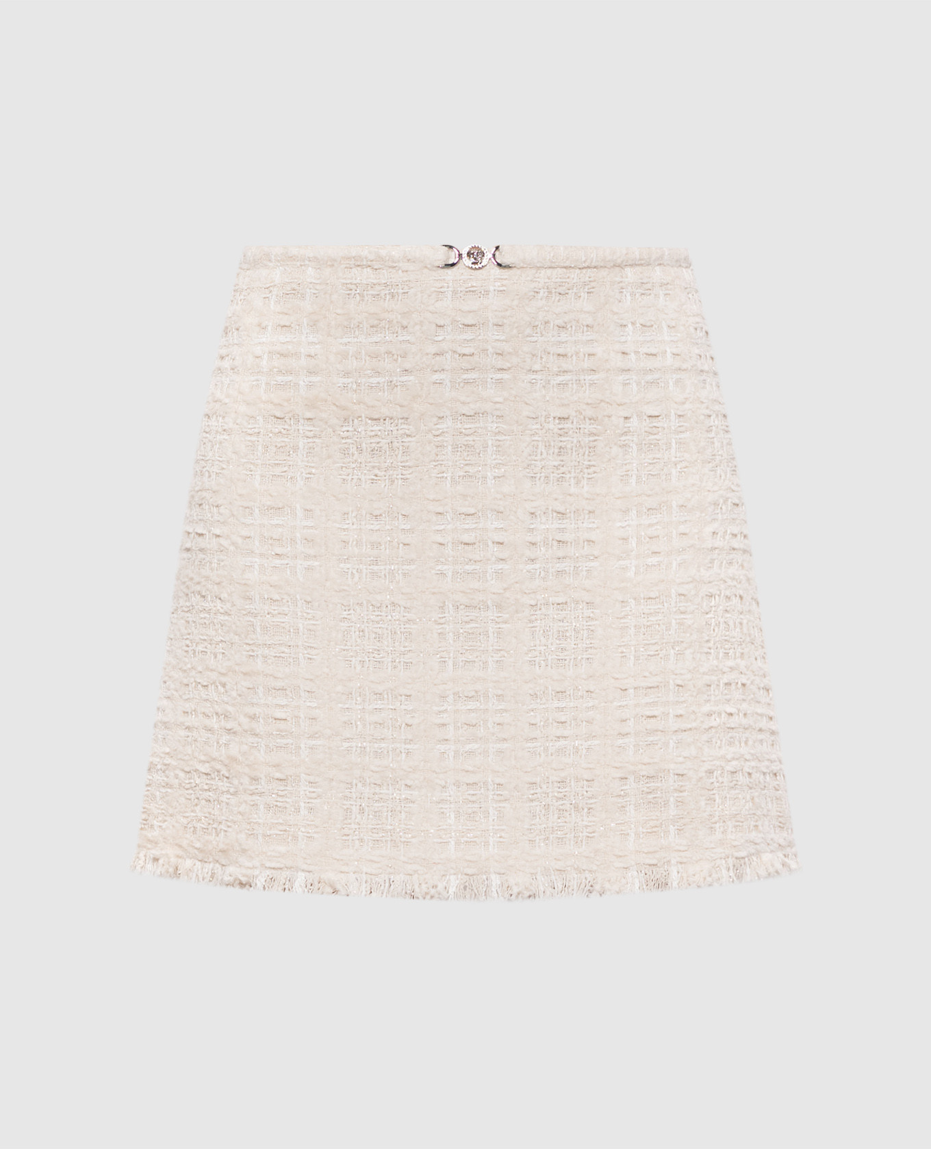 

Бежевая твидовая юбка мини, Бежевый, Юбки прямые