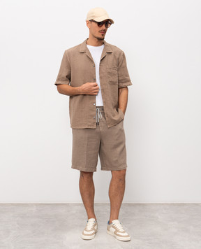 Peserico Коричнева сорочка з короткими рукавами з льону R56049T002494