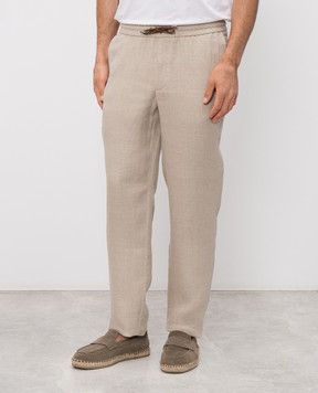 Sease Бежевые брюки с льном PT036TN403