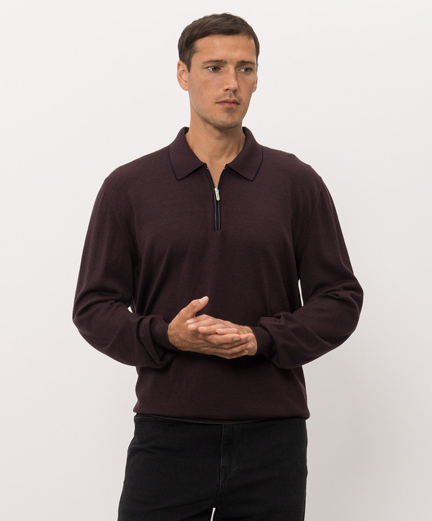 Bertolo Cashmere Фиолетовое поло из шелка и шерсти с молнией 90263600258758 изображение 3