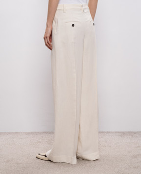 Brunello Cucinelli Штани кольору айворі з льоном MH126P9138