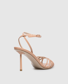 Le Silla Бежевые кожаные лакированные босоножки BELLA 6642A080L3PPGSL