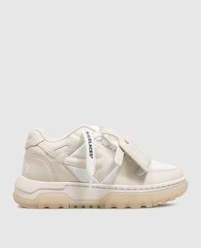 Off-White Бежевые кожаные кроссовки Out Of Office Chunky Varsity OF05743267