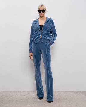 Tom Ford Синие спортивные велюровые брюки с монограммой PAJ174JEX154