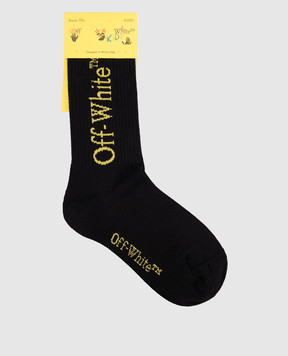 Off-White Дитячі чорні шкарпетки з логотипом OBRA003F25KNI002