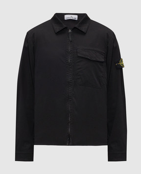 Stone Island Черная рубашка на молнии с логотипом патча L1S151200015S0012