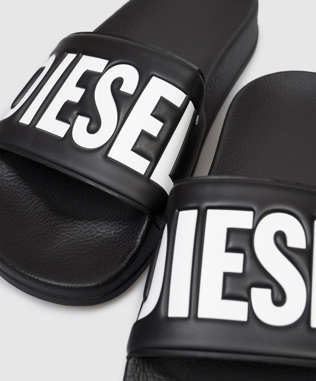 Diesel Дитячі чорні слайдери з тисненням логотипа BC1084KF0192535 зображення 5