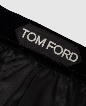 Tom Ford Черные трусы-боксеры из шелка с нашивкой логотипа T4LE41010