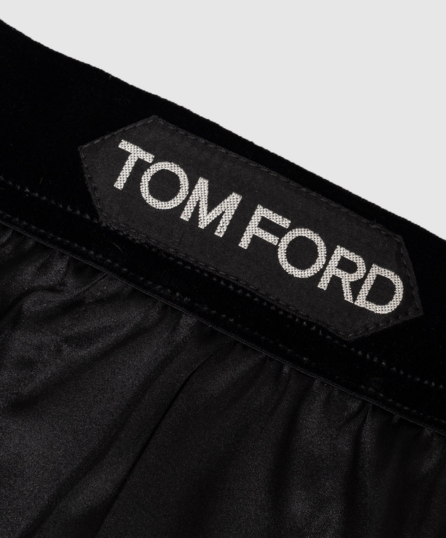 Tom Ford Черные трусы-боксеры из шелка с нашивкой логотипа T4LE41010 изображение 2
