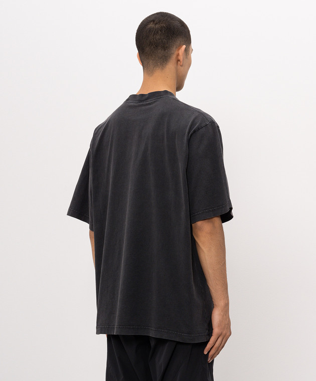 Alexander Wang Чорна футболка з контрастним принтом логотипа UCC3261924m зображення 4