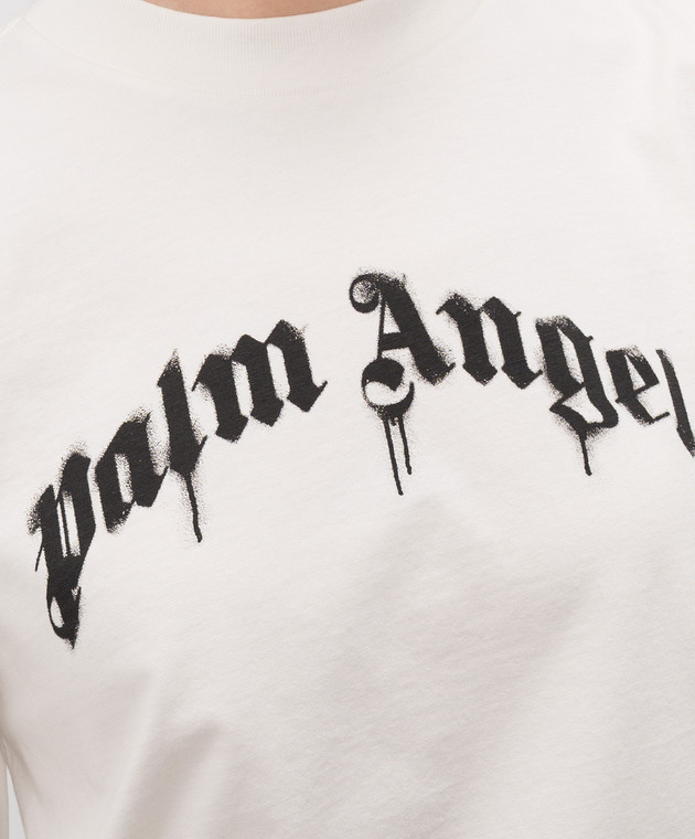 Palm Angels Футболка цвета айвори с принтом логотипа PWAA079S26JER004 изображение 5