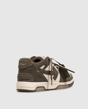 Off-White Кожаные кроссовки Out Of Office цвета хаки OF05728310