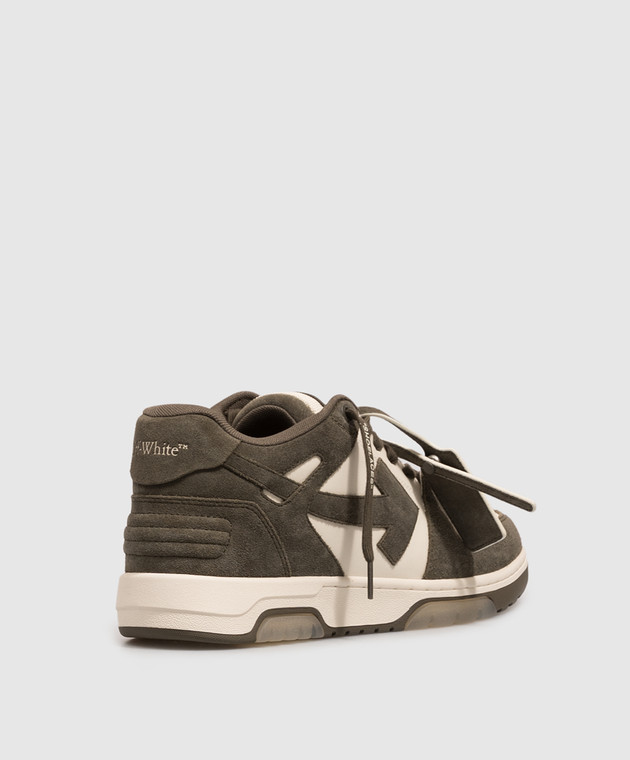 Off-White Кожаные кроссовки Out Of Office цвета хаки OF05728310 изображение 3