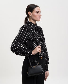 Valentino Чорна шкіряна сумка-міні з емблемою VLogo Signature 8W2P0AX7SNP