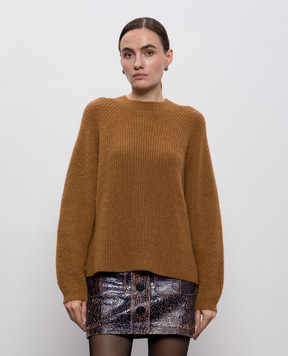 Twinset Коричневый свитер с шерстью альпаки с логотипом 252TT3060