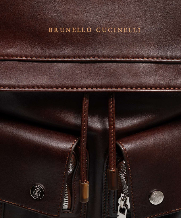 Brunello Cucinelli Коричневий шкіряний рюкзак MBCIBU325 зображення 3