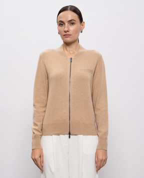 Peserico Бежевый кардиган из шерсти, шелка и кашемира S99380F129283D