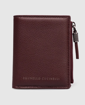 Brunello Cucinelli Бордовый кожаный портмоне с логотипом MWEIM2718