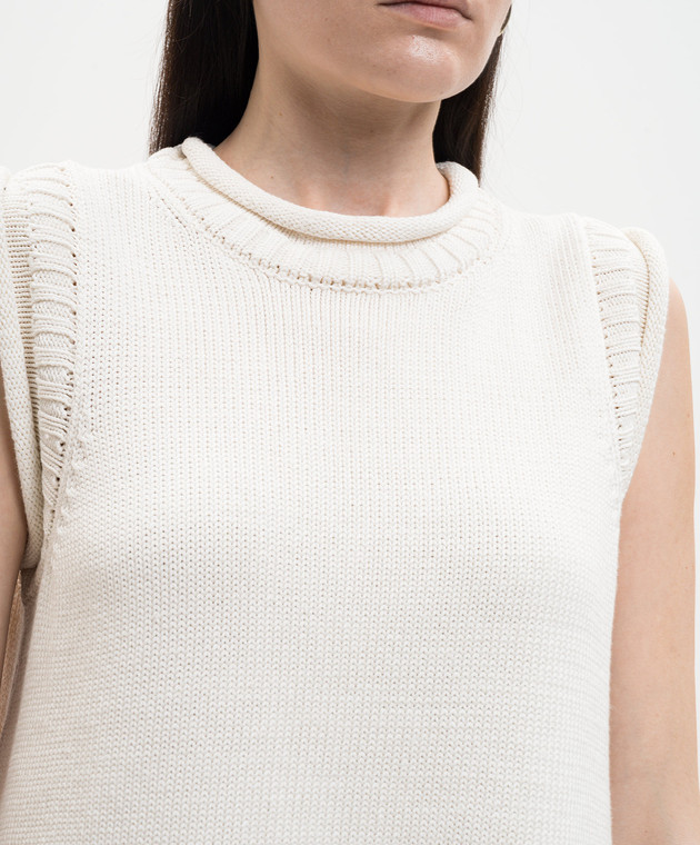 Loulou de Saison Жилет Effy кольору айворі з льону та шовку EFFY зображення 5