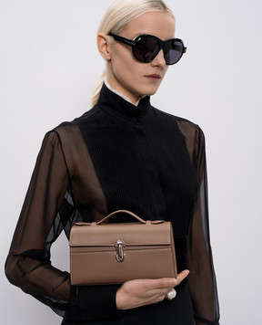 Savette Коричневый кожаный клатч Symmetry H00501