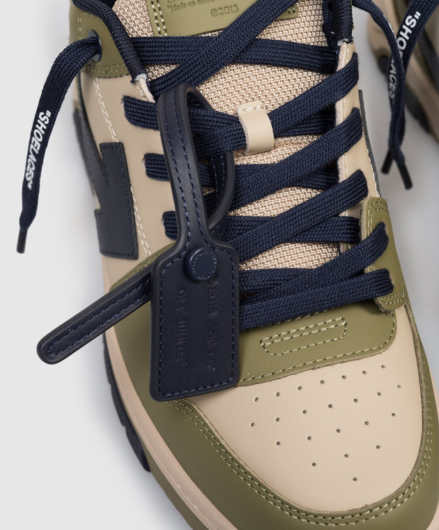 Off-White Детские кроссовки цвета хаки Out Of Office OBIA011S26LEA001 изображение 5