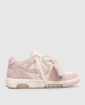 Off-White Розовые кожаные кроссовки Out Of Office OWIA259S26LEA004