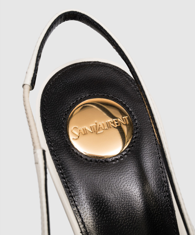 Saint Laurent Кожаные слингебеки цвета айвори GUERMANTES 870505AAF29 изображение 5