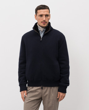 Loro Piana Синя куртка з кашеміру на хутрі нутрії FAP3131sh